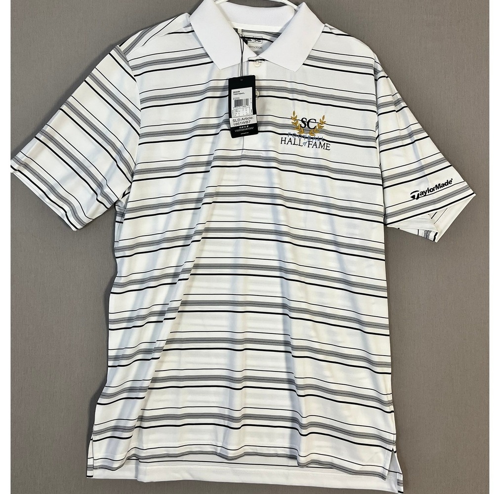 NWT Adidas Golf Puremotion Polo L TaylorMade SC Football Hall of Fame Striped